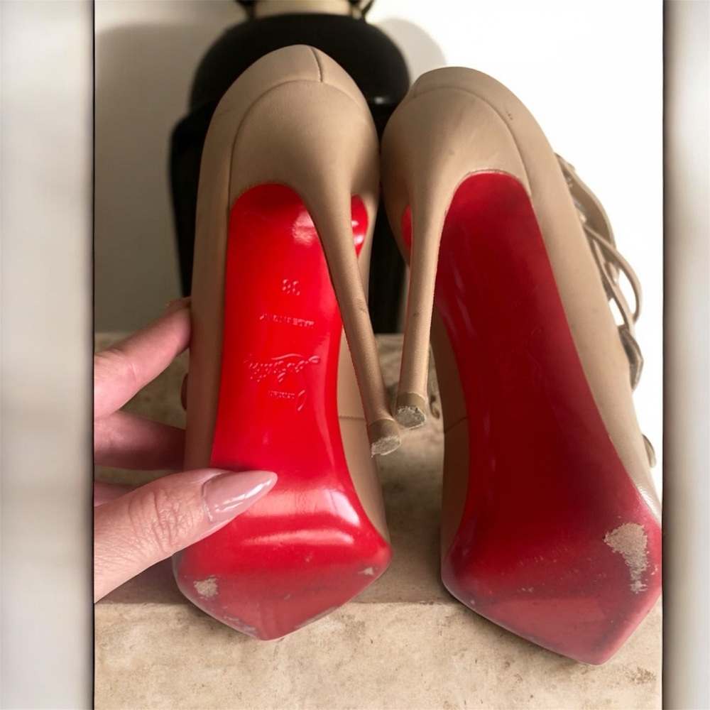 Christian Louboutin strappy snap button heel ankle booties sz. 38 - Picture 15 of 15